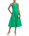 Aqua Paneled Midi Dress In Green In Green