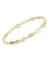 Aqua Pave & Mariner Link Bangle Bracelet In 14k Gold Plated Sterling Silver - Exclusive In Gold