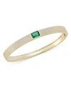 AQUA PAVE & SINGLE GREEN CUBIC ZIRCONIA BANGLE BRACELET - EXCLUSIVE