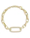 Aqua Pave Bold Link Bracelet - Exclusive In Gold
