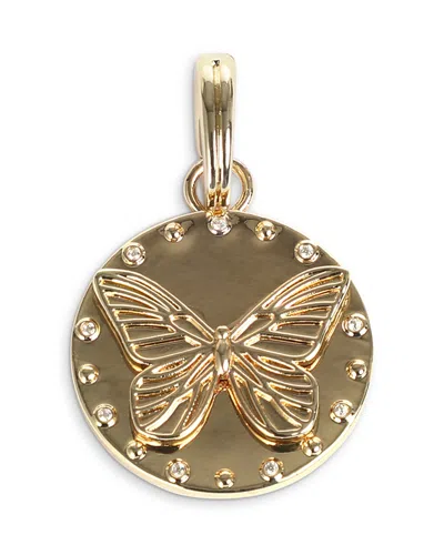 Aqua Pave Butterfly Disc Charm - Exclusive In Gold