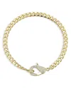Aqua Pave Clasp Curb Chain Bracelet - Exclusive In Gold