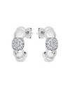 Aqua Pave Croissant Half Hoop Earrings In Sterling Silver - Exclusive In Silver