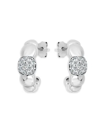 Aqua Pave Croissant Half Hoop Earrings In Sterling Silver - Exclusive