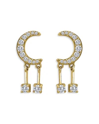 Aqua Pave Cubic Zirconia Crescent Moon Drop Earrings - Exclusive In Gold