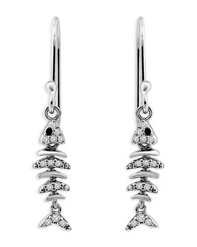 Aqua Pave Fish Drop Earrings In Sterling Silver - Exclusive