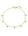 Aqua Pave Heart Charm Ankle Bracelet - Exclusive In Gold