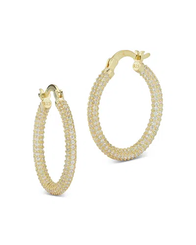 Aqua Pave Hoop Earrings In 14k Gold Plated Sterling Silver - Exclusive