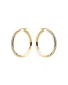 Aqua Pave Hoop Earrings In 18k Gold Plated Sterling Silver - Exclusive In Gold
