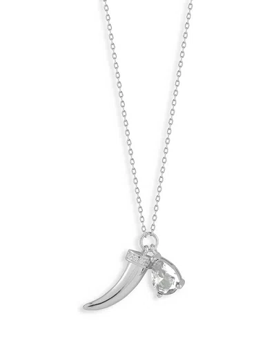 Aqua Pave Horn & Pear Shape Cubic Zirconia Pendant Necklace, 16-18 - Exclusive In Silver