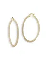 Aqua Pave Large Hoop Earrings In 14k Gold Plated Sterling Silver - Exclusive In Gold