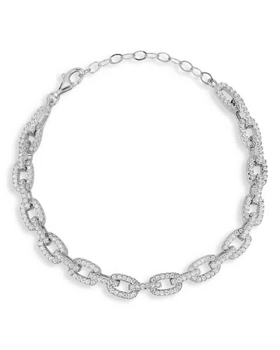 Aqua Pave Link Chain Bracelet - Exclusive In Silver