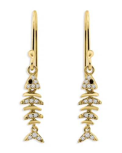 Aqua Pave Movable Fish Drop Earrings In 18k Gold Plated Sterling Silver - Exclusive