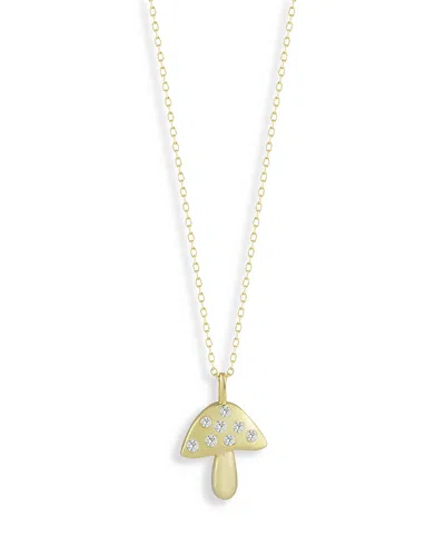 Aqua Pave Mushroom Pendant Necklace, 16-18 - Exclusive In Gold