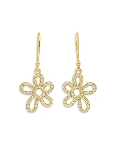 Aqua Pave Open Flower Drop Earrings, 0.8l - 100% Exclusive In Gold