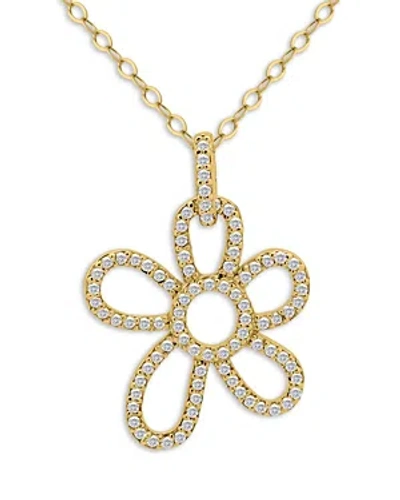 Aqua Pave Open Flower Pendant Necklace, 16 - 100% Exclusive In Gold