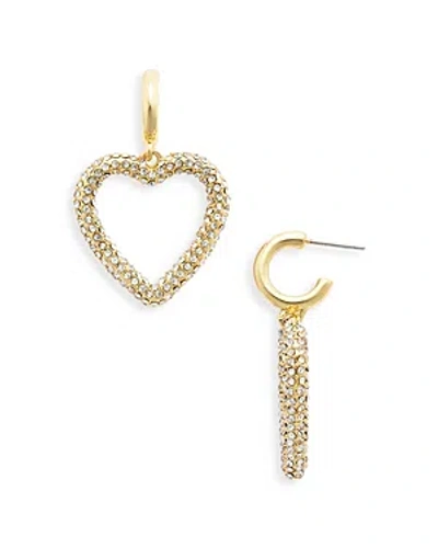 Aqua Pave Open Heart Drop Earrings In Gold