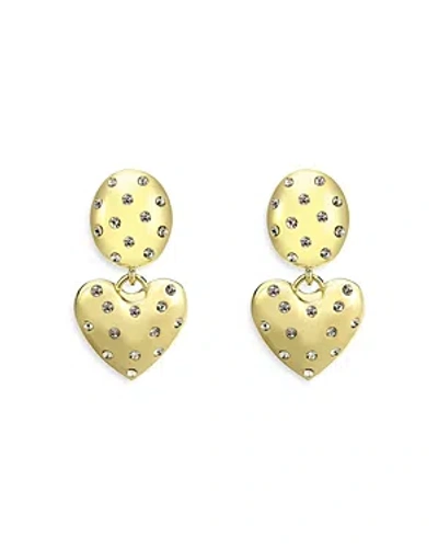 Aqua Pave Puffed Heart Drop Earrings - 100% Exclusive In Gold
