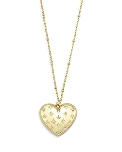 Aqua Pave Puffed Heart Pendant Necklace, 16 - 100% Exclusive In Gold