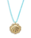 AQUA PAVE SHELL CORD PENDANT NECKLACE IN 14K GOLD PLATED, 16 - 100% EXCLUSIVE