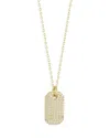 AQUA PAVE TAG PENDANT NECKLACE, 16-18 - EXCLUSIVE