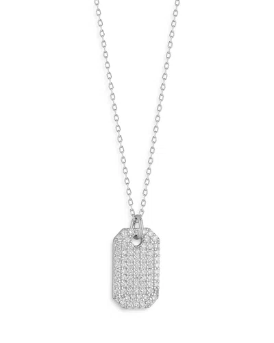 Aqua Pave Tag Pendant Necklace, 16-18 - Exclusive In Silver