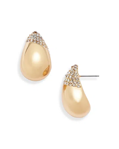 Aqua Pave Tear Shape Drop Earrings - Exclusive In Gold