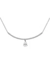 Aqua Pear Shape Cubic Zirconia & Pave Curved Bar Pendant Necklace In Sterling Silver, 16-18 - Exclusive In Silver