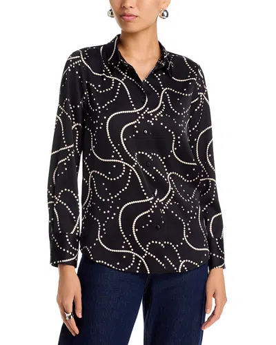 Aqua Pearl Print Satin Shirt - Exclusive In Black