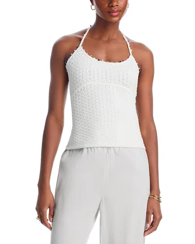 Aqua Pebble Knit Halter Top - Exclusive In White