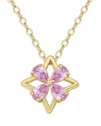 Aqua Pink Pear Stone Flower Design Necklace, 16 - 100% Exclusive In Pink/gold