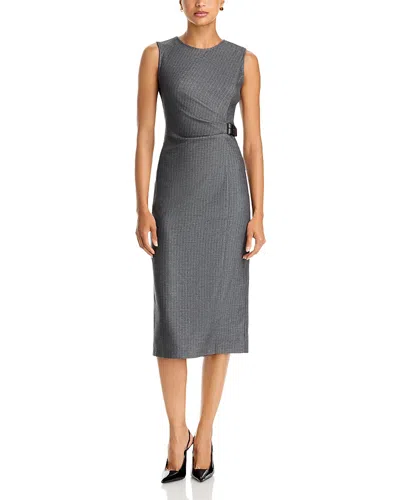 Aqua Pinstripe Sleeveless Midi Dress - Exclusive In Black