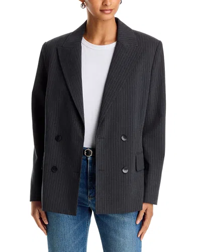 Aqua Pinstriped Scarf Blazer - Exclusive In Black
