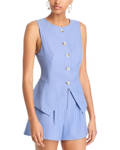 Aqua Pinstriped Vest - Exclusive In Blue/white