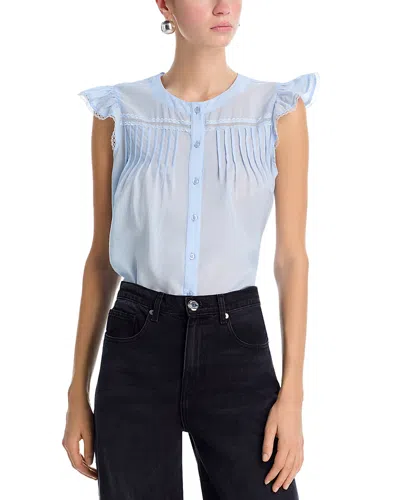 Aqua Pintuck Flutter Sleeve Top - Exclusive In Blue