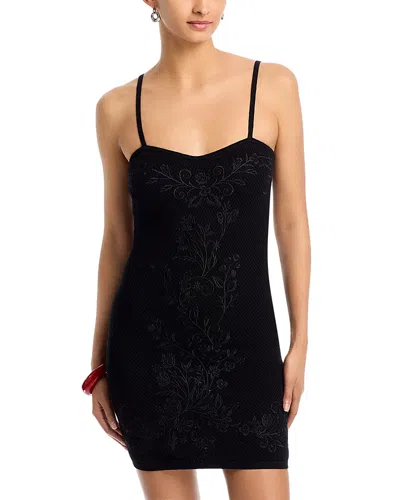 Aqua Placed Crochet Midi Dress - Exclusive In Black