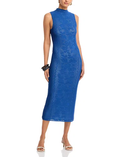 Aqua Placed Crochet Midi Dress - Exclusive In Blue