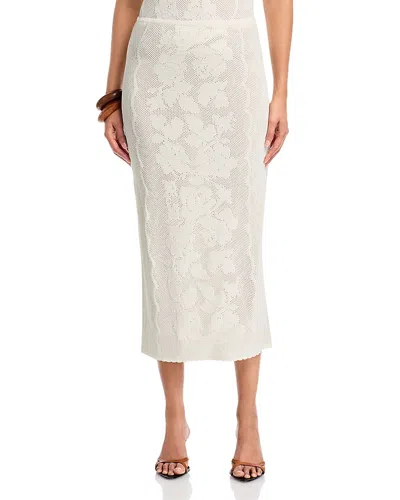 Aqua Placed Crochet Midi Skirt - Exclusive In Gray