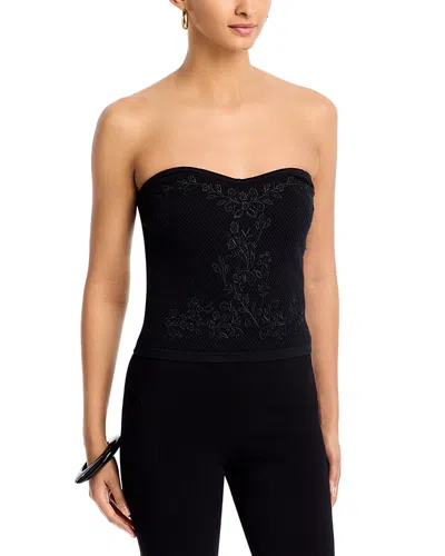 Aqua Placed Crochet Strapless Top - Exclusive In Black