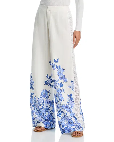 Aqua Placed Floral Lace Wide Leg Pants - Exclusive In White