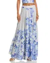 Aqua Placed Floral Skirt - Exclusive In Blue