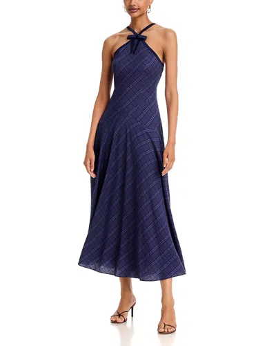 Aqua Plaid Halter Dress - Exclusive In Blue