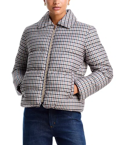 Aqua Plaid Puffer Jacket - Exclusive In Blue