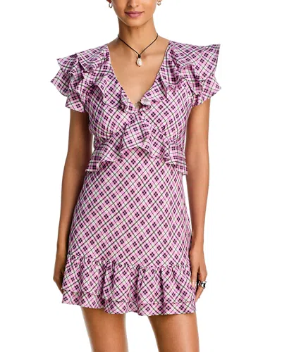 Aqua Plaid Ruffle Mini Dress - Exclusive In Multi