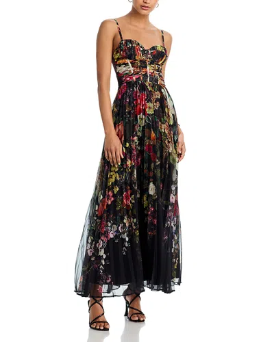 Aqua Pleated Floral Dress - Exclusive In Multi