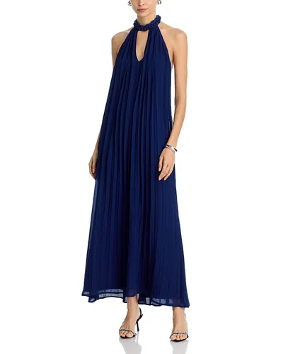 Aqua Pleated Maxi Dress - Exclusive In Blue