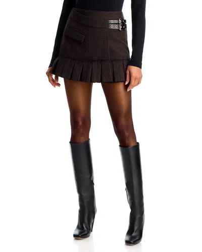Aqua Pleated Mini Skirt - Exclusive In Burgundy