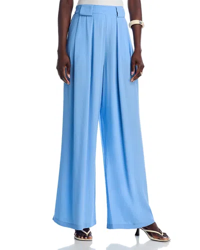 Aqua Pleated Wide Leg Pants - Exclusive In Dusty Blue
