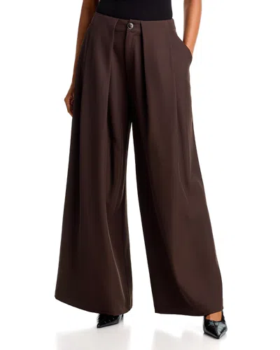 Aqua Pleated Wide Leg Pants - Exclusive In Brown