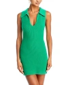 Aqua Plunge Neck Ribbed Mini Dress - 100% Exclusive In Kelly Green